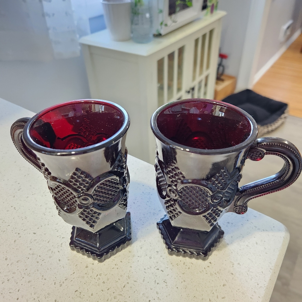 NEW Vintage "Cape Cod Ruby" Mugs EUC by Avon set of 4 . - Picture 3 of 7
